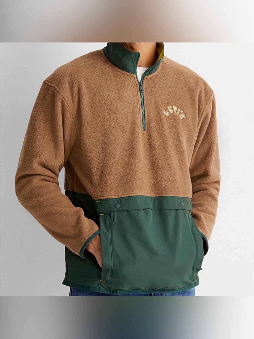 Levi's Fleece Sweater Jacket with Lime Trim